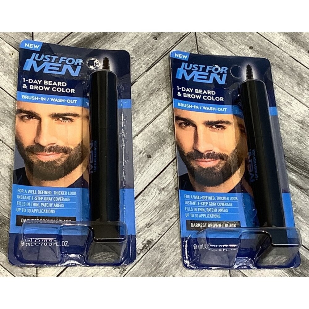 2 Just For Men 1-Day Beard & Brow Color Brown Black Temporary Dye